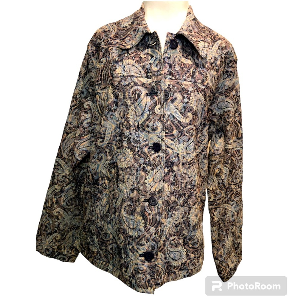 Baxter & Wells Paisley Blue/Beige Two Pocket Jacket- Women’s- XL -NWT